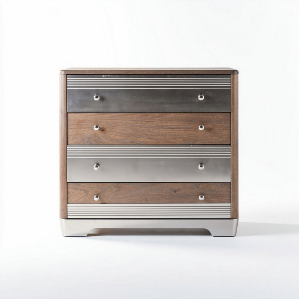 Wood and metal chest of drawers for storage 60 x 40 x 80cm