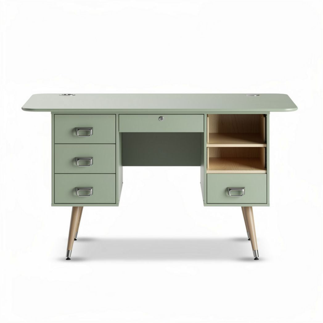 Mint green writing desk with three drawers and open storage space 120 x 60 x 75cm
