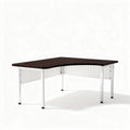 Corner desk with dark wood surface and metal frame 150 x 150 x 75cm