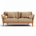 Contemporary beige fabric sofa with wooden frame and removable cushions