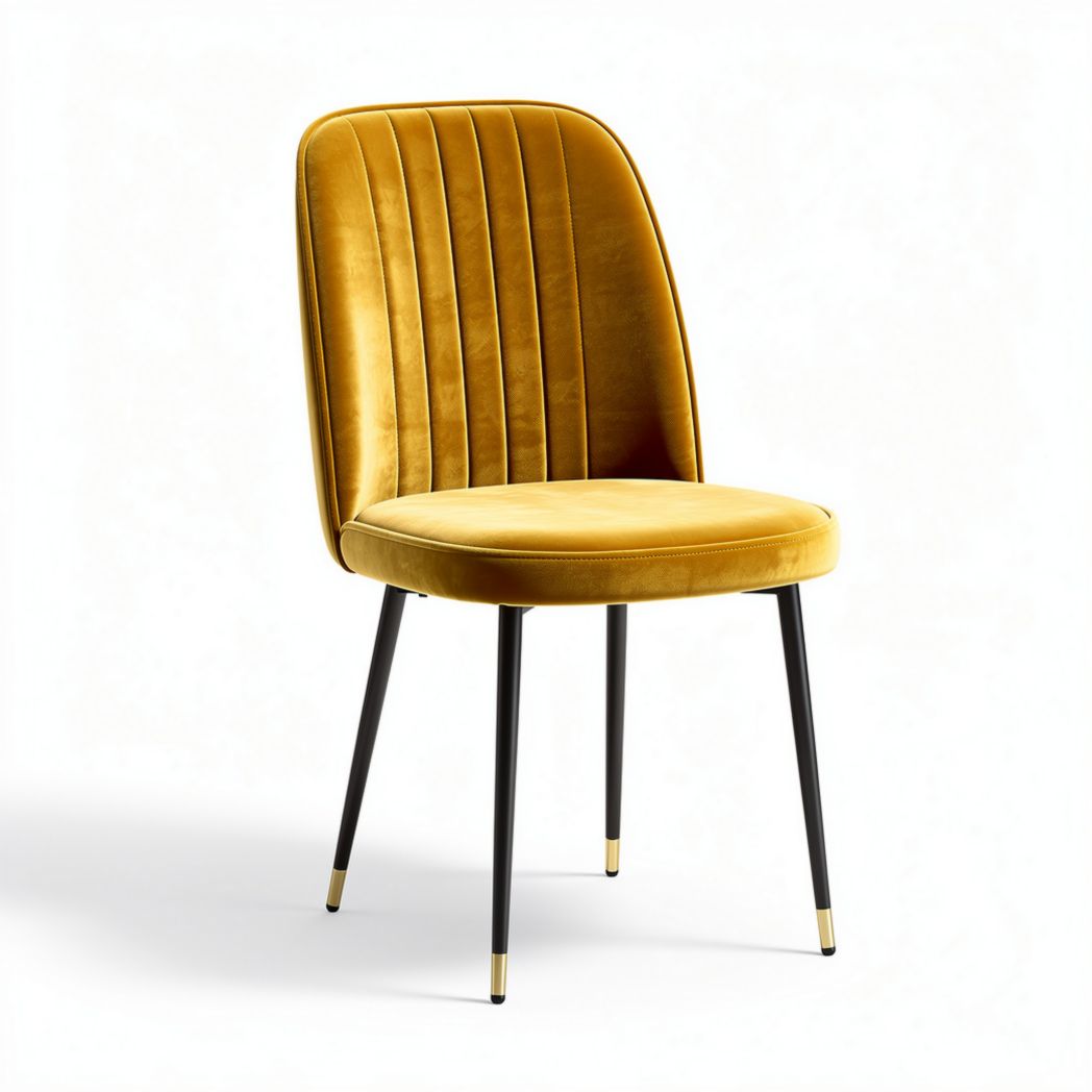 Velvet dining chair with black steel legs and gold accents 45 x 50 x 80cm
