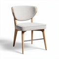 Upholstered dining chair with wooden legs and metal support in gray 45 x 50 x 85cm