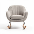Rocking chair with fabric upholstery and wooden base in light gray 80 x 75 x 75cm