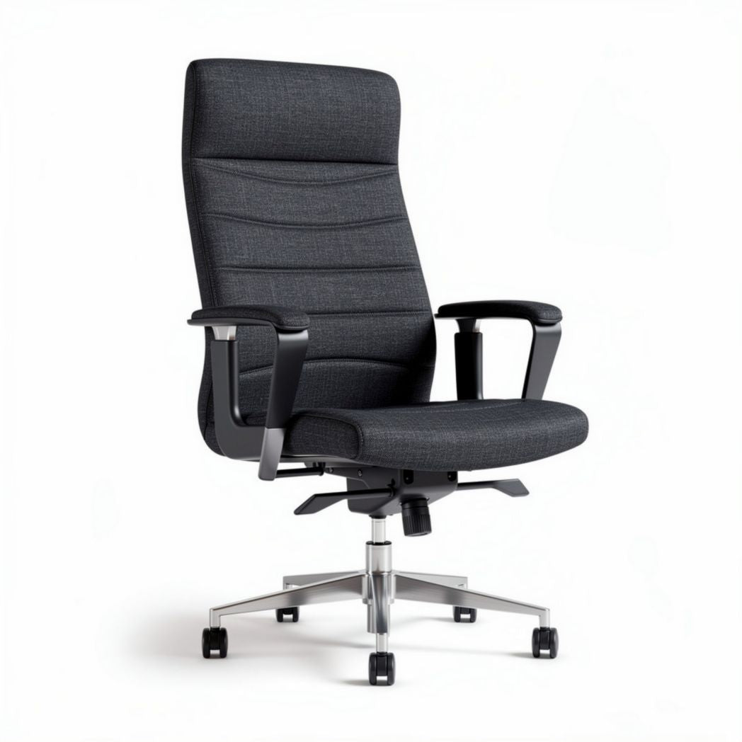 Office chair in dark grey fabric with adjustable height and swivel base 65 x 65 x 120cm