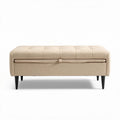 Fabric storage ottoman in beige 90 x 45 x 40cm for living room use