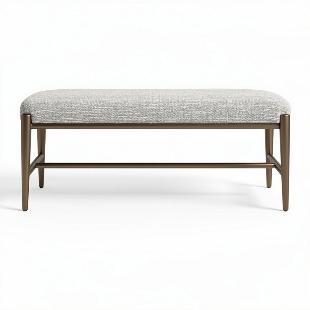Upholstered bench with metal frame in neutral gray for entryway 100 x 50 x 40cm